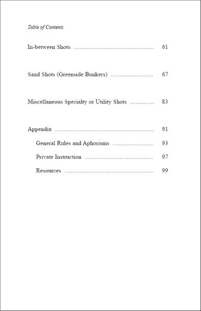 The Short Game table of contents page 2 image